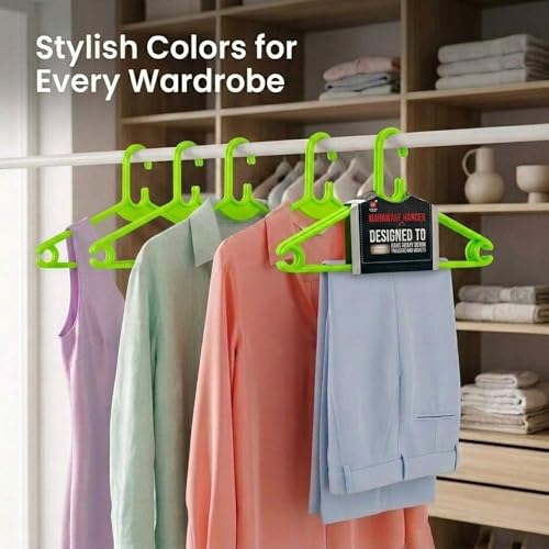 Mahaware Sturdy Polypropylene Hanger, Pack of 6, Green l l Cloth Hanger l Dress Hangers l Hanger for Clothes Hanging - Image 2