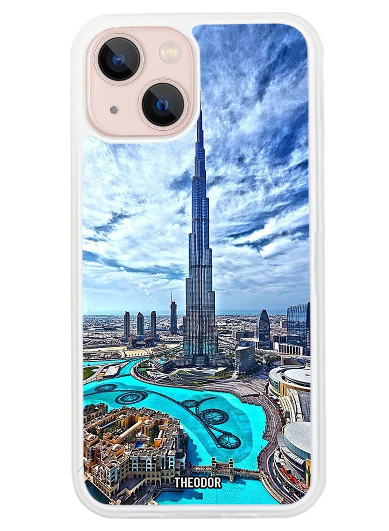 Theodor Protective Case Anti Scratch Shock Proof Cover For APPLE IPHONE 14 Burj Khalifa in Day (White Bumper) - Image 1