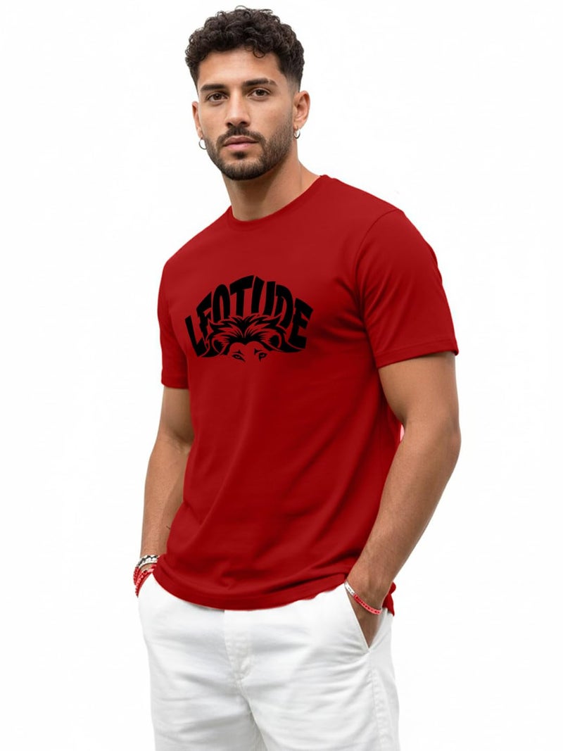 LEOTUDE Mens Polycotton Boxy Regular Fit Printed Half Sleeve Round Neck Combo Dailywear & Gym Tshirts for Man (PO3_39_BLK_Lift_Everyday_RED_Lion_P_Multicolour_XL) - Image 5