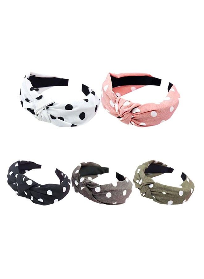 NIBEMINENT 5-Piece Polka Dots Print Headband Set Multicolour One Size