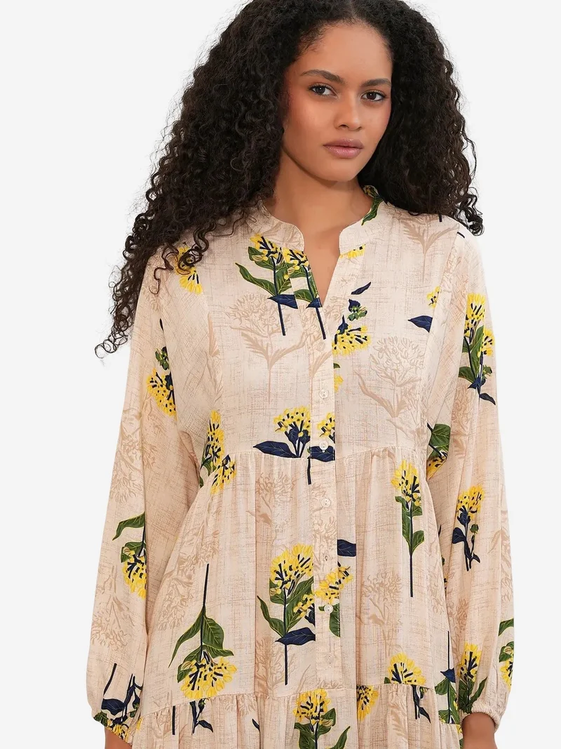 Big Dart Multicolor BDART Patterned V-Neck Maxi Dress for Women | Best Price UAE