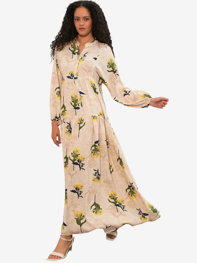 Big Dart Multicolor BDART Patterned V-Neck Maxi Dress for Women | Best Price UAE