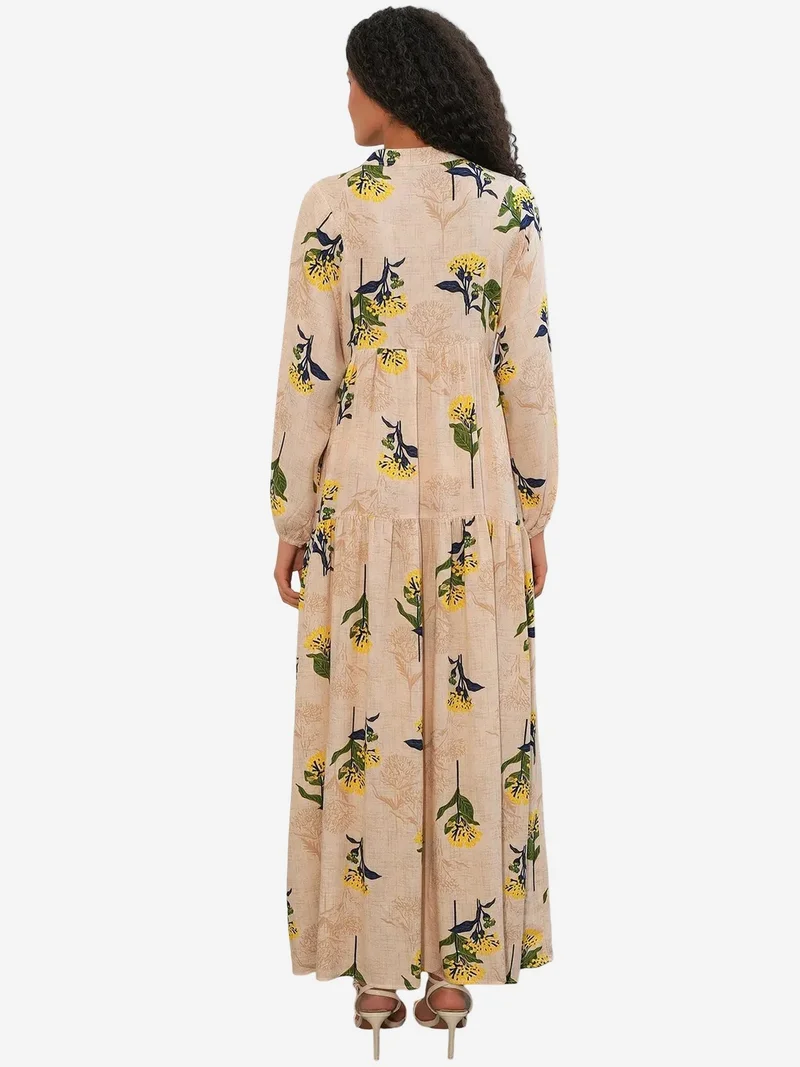Big Dart Multicolor BDART Patterned V-Neck Maxi Dress for Women | Best Price UAE