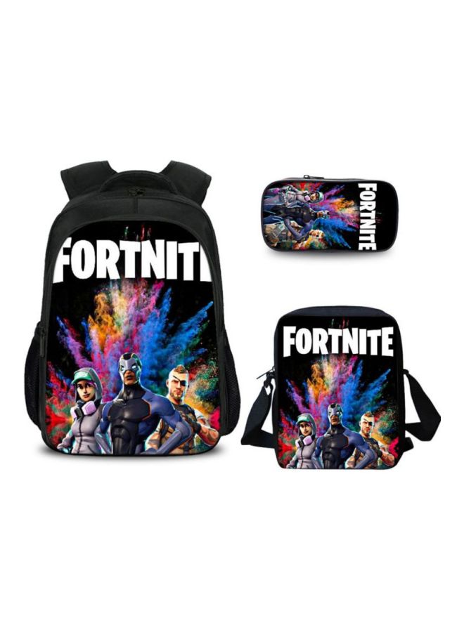 حقائب ظهر مدرسية بتصميم ثلاثي الأبعاد من لعبة Fortnite مكونة من 3 قطع أسود/ أبيض/ رمادي - Image 2