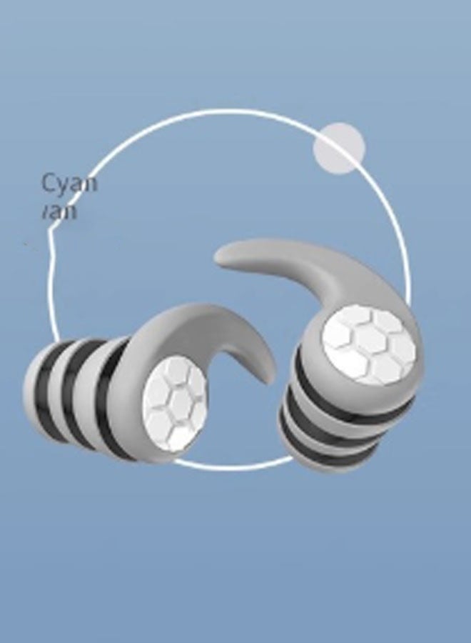 Waterproof swimming earplugs, washable and reusable, three-layer noise reduction and sleep aid silicone earplugs, perfect for surfing, diving, swimming pools, showers, and water sports. (Gray) - Image 1