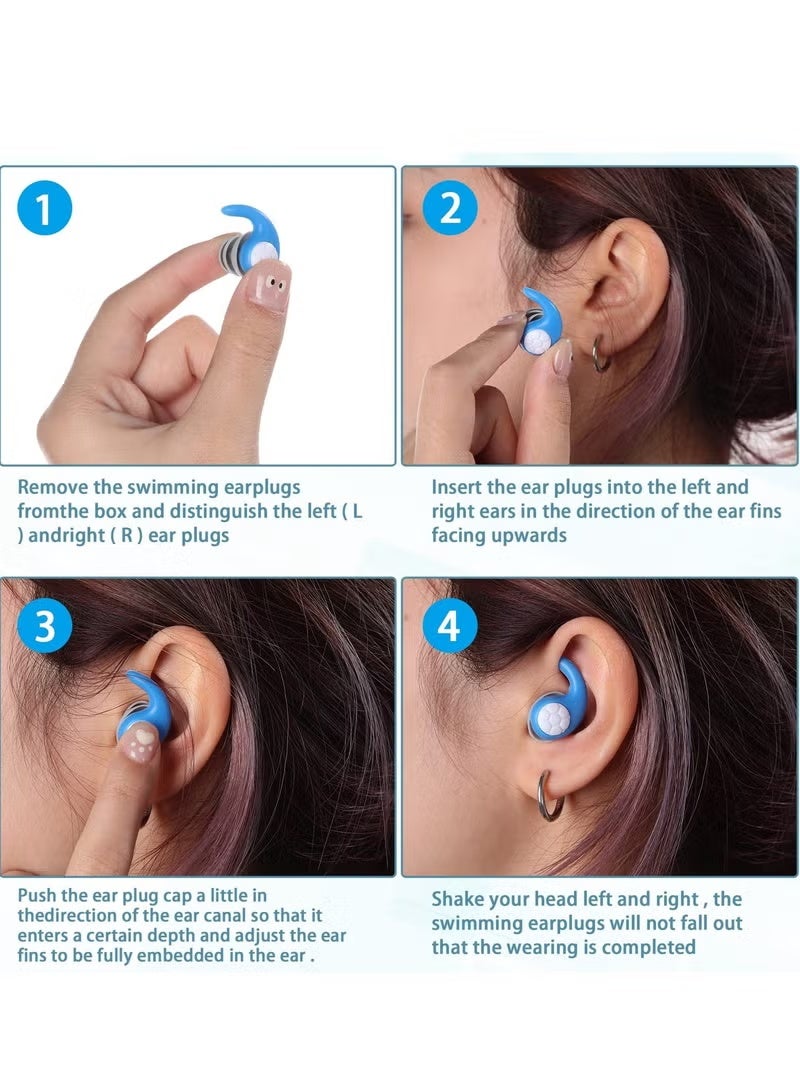 Waterproof swimming earplugs, washable and reusable, three-layer noise reduction and sleep aid silicone earplugs, perfect for surfing, diving, swimming pools, showers, and water sports. (Gray) - Image 3