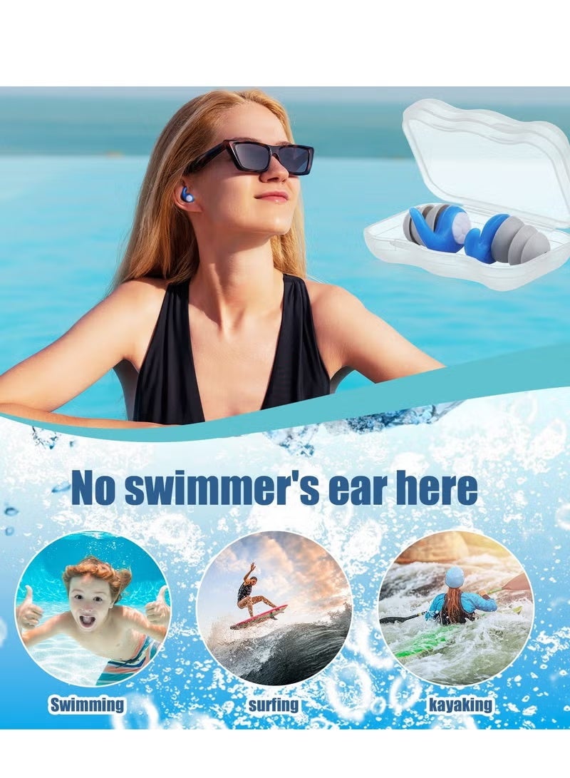 Waterproof swimming earplugs, washable and reusable, three-layer noise reduction and sleep aid silicone earplugs, perfect for surfing, diving, swimming pools, showers, and water sports. (Gray) - Image 4