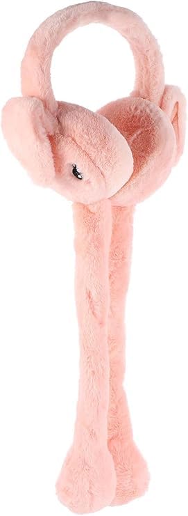 THE DDS STORE (With Blinking Light Moving Earmufuffs With Rabbit Ear In Winter Windproof Girls Ear Warmer Plush Knitted Ear Muffs Hairy Rabbit Ear (Peach) - Image 1