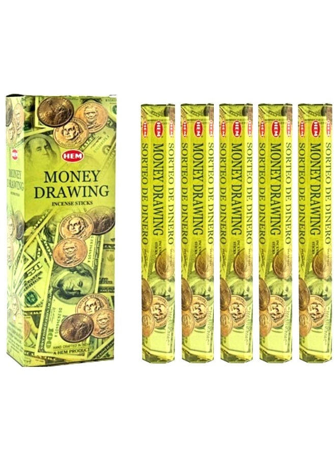 Hem Money Drawing Incense Sticks (120 Sticks, 6 Boxes Inside) - 9 Inches Long, 20g per Box - A Powerful and Enchanting Way to Attract Prosperity and Abundance Into Your Life.