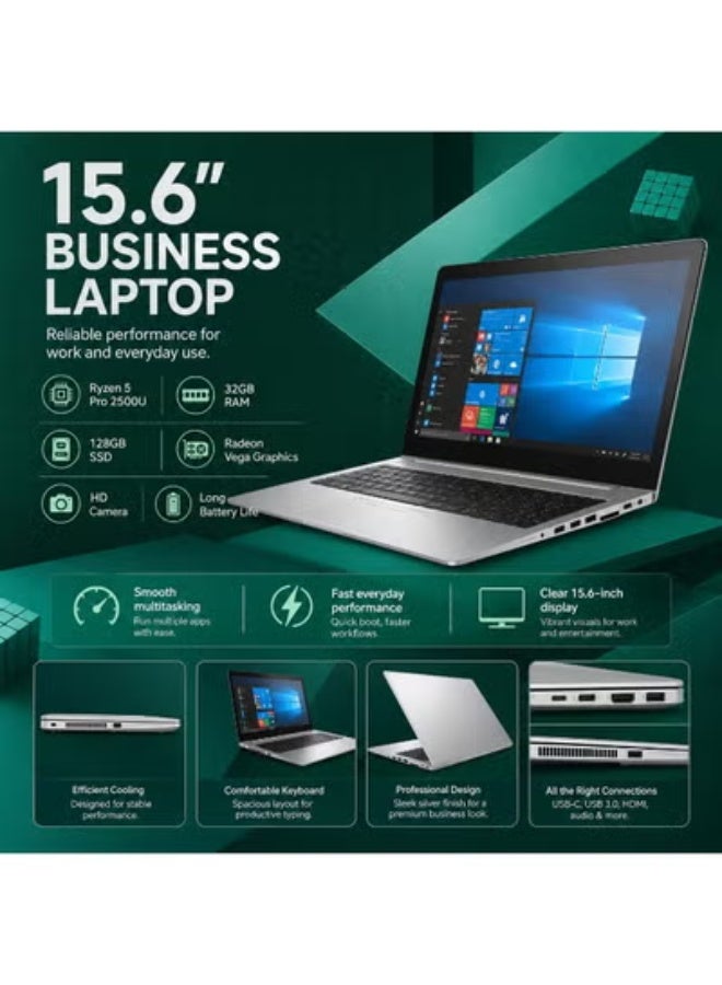 كمبيوتر محمول 15.6 بوصة بمعالج فئة Ryzen 5، ذاكرة 32 جيجابايت، تخزين SSD سعة 128 جيجابايت، رسوميات مدمجة مع ماوس واستاند وحقيبة لاب للعمل والإنتاجية اليومية - Image 1