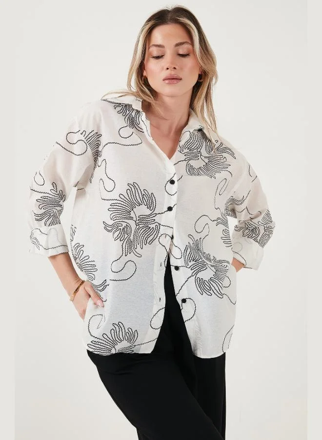 Lela Lela Patterned Regular Fit Long Sleeve Shirt Women's SHIRT 6773200