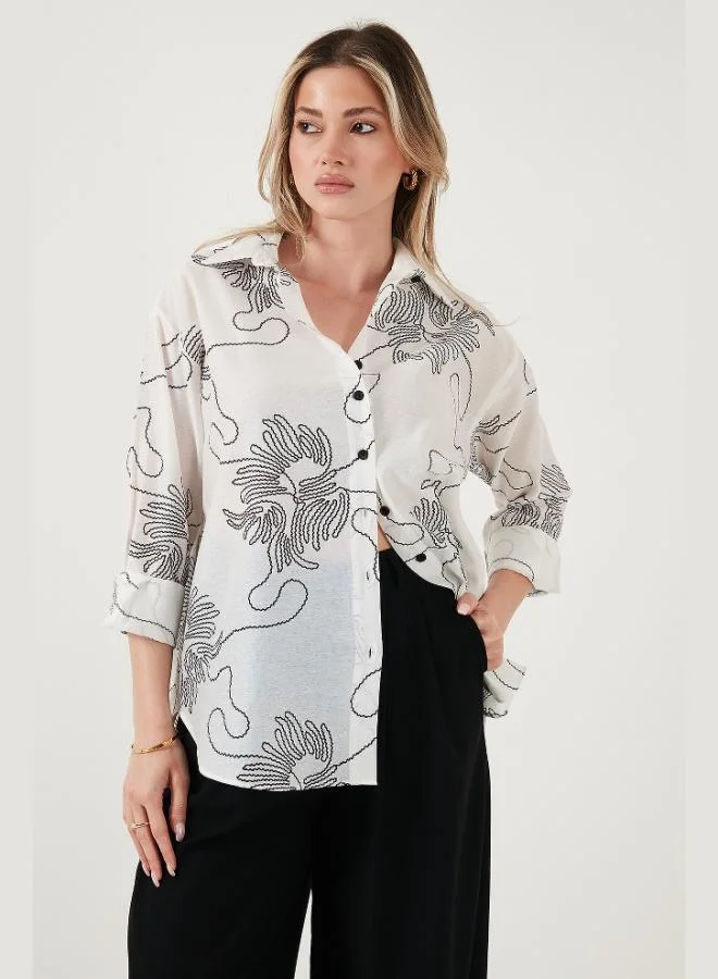 Lela Lela Patterned Regular Fit Long Sleeve Shirt Women's SHIRT 6773200