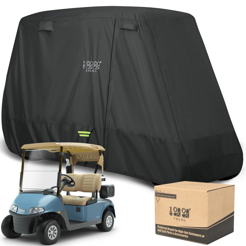 10L0L Golf Cart Covers, Universal 4 Passenger 80in Extended Roof fit for Club Car EZGO and Other - Waterproof Golf Cart Storage Cover - Image 1