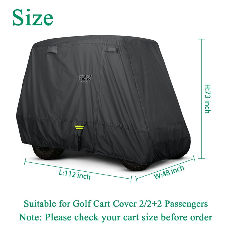 10L0L Golf Cart Covers, Universal 4 Passenger 80in Extended Roof fit for Club Car EZGO and Other - Waterproof Golf Cart Storage Cover - Image 5