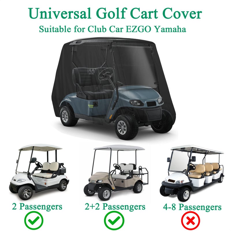 10L0L Golf Cart Covers, Universal 4 Passenger 80in Extended Roof fit for Club Car EZGO and Other - Waterproof Golf Cart Storage Cover - Image 3