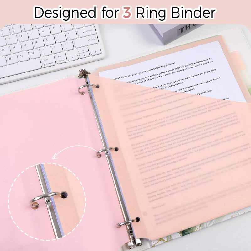 SKYDUE Pastel Binder Dividers with Pockets â€“ 8-Tab Durable Plastic Dividers for 3-Ring Binder, Single Pocket File Organizers with Matching Label Stickers - Image 4