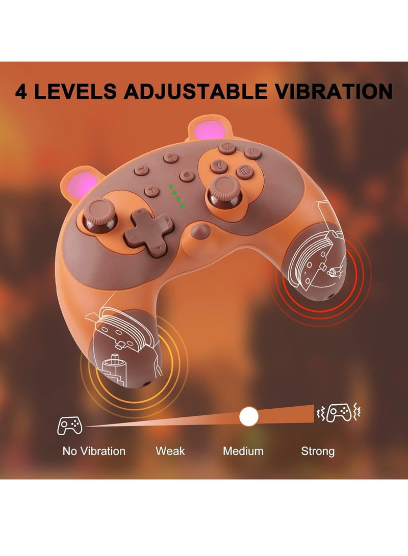 Switch Controller, Cute Rac Animal Wireless Switch Controller for Switch Lite/OLED/PC, Switch Pro Controller Remote Gamepad Joystick with Wake-Up,Gyro Axis,Turbo and Dual Vibration-Light Brown  - Image 5