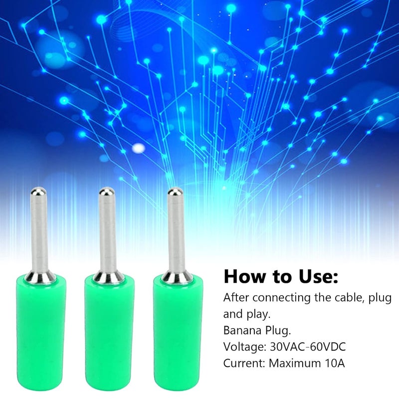 100Pcs Banana Plug Male Plated Brass Pin Straight for Inner Spring Panel J.10001 2mm, Mini Banana Plug, Audio Speaker Cable Connector with Strong Connectivity and Good Condu (Green) - Image 2