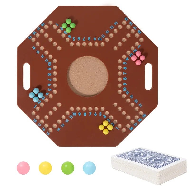 Y&D Classic Foldable Wooden Jackaroo Board Game Set - Four Player Card-Based Jacaro Competition - Image 3