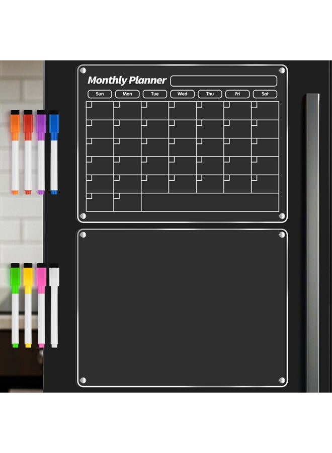 FINDMAG Acrylic Magnetic Dry Erase Board Calendar for Refrigerator, Magnetic Whiteboard for Fridge, 16"x12" Monthly Magnet Calendar for Refrigerator with 8 Colorful Highlight Markers - Image 1
