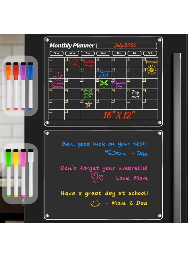 FINDMAG Acrylic Magnetic Dry Erase Board Calendar for Refrigerator, Magnetic Whiteboard for Fridge, 16"x12" Monthly Magnet Calendar for Refrigerator with 8 Colorful Highlight Markers - Image 3