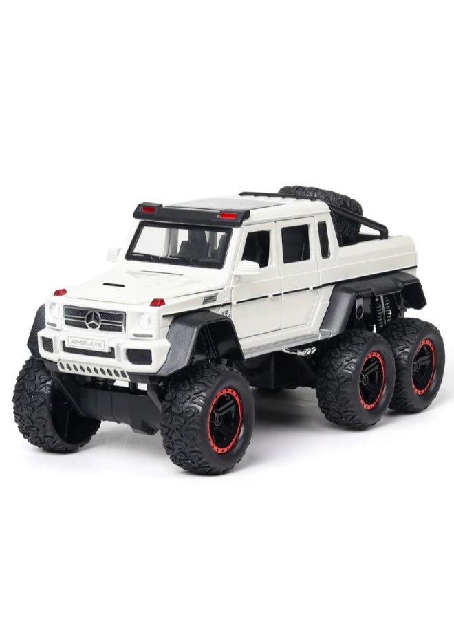 جي ال دبليو محاكاة سيارة مرسيدس بنز G63 AMG 6x6 للطرق الوعرة بمقياس 1:22 - لعبة سحب للخلف من سبائك الزنك مع صوت وإضاءة | هدية لهواة الجمع من الأطفال والكبار - Image 1