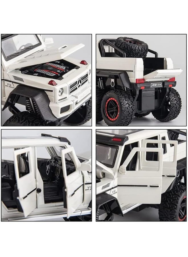 جي ال دبليو محاكاة سيارة مرسيدس بنز G63 AMG 6x6 للطرق الوعرة بمقياس 1:22 - لعبة سحب للخلف من سبائك الزنك مع صوت وإضاءة | هدية لهواة الجمع من الأطفال والكبار - Image 3