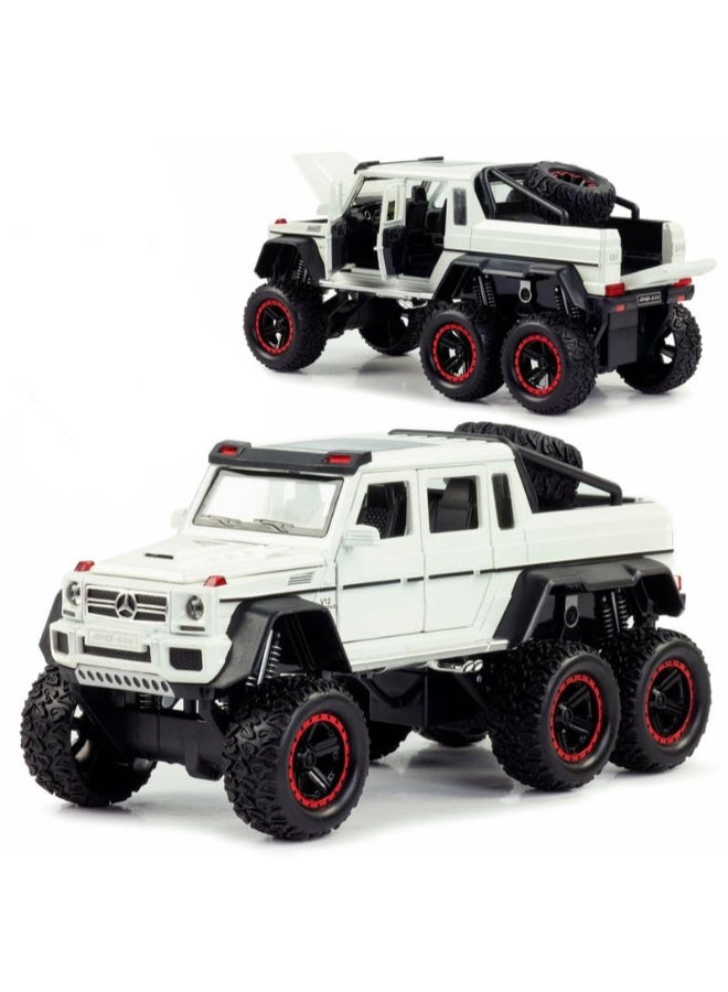 جي ال دبليو محاكاة سيارة مرسيدس بنز G63 AMG 6x6 للطرق الوعرة بمقياس 1:22 - لعبة سحب للخلف من سبائك الزنك مع صوت وإضاءة | هدية لهواة الجمع من الأطفال والكبار - Image 5