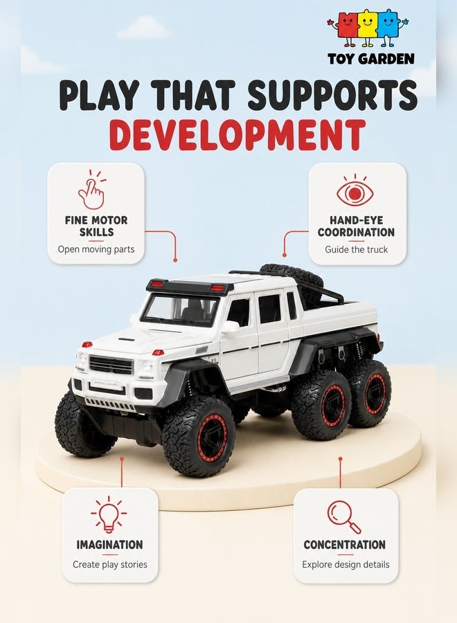 GLW 1:22 Simulation of 6x6 Off-Road Pickup Model Car – Zinc Alloy Pull-Back Toy with Sound & Light | Gift for Kids & Adult Collectors - Image 3