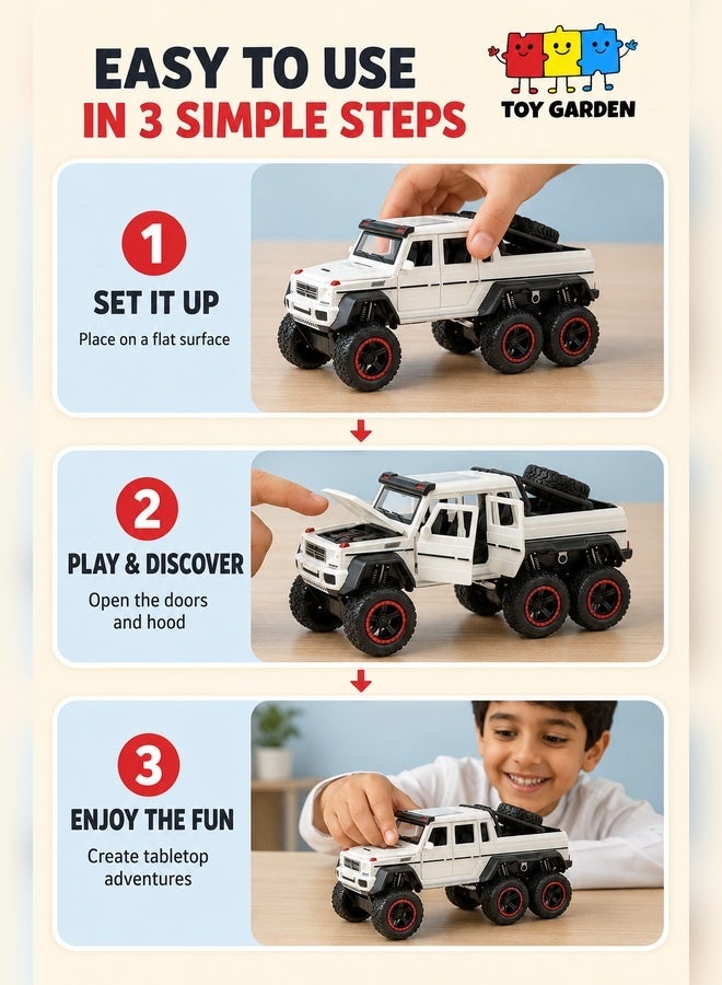 GLW 1:22 Simulation of 6x6 Off-Road Pickup Model Car – Zinc Alloy Pull-Back Toy with Sound & Light | Gift for Kids & Adult Collectors - Image 5