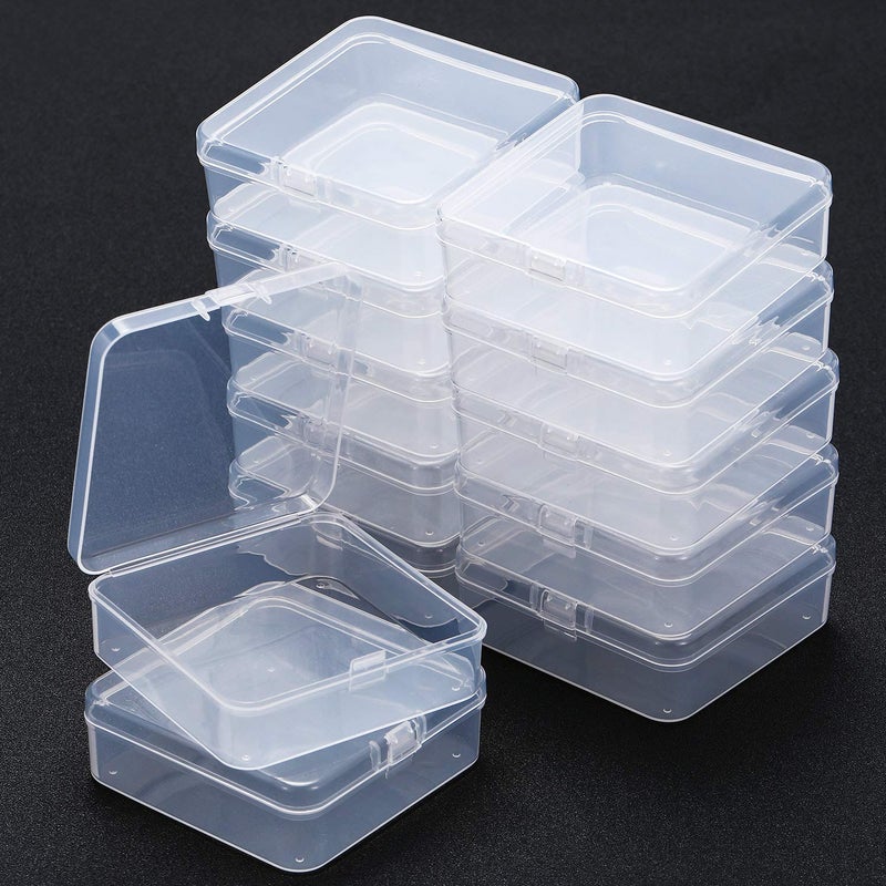 SATINIOR 12 Pack Bead Organizer Box Small Clear Plastic Beads Storage Containers Box with Hinged Lid for Bracelet Making DIY Jewelry Craft Nail (3.3 x 3.3 x 1.2 Inch) - Image 5
