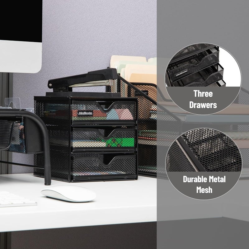 Mind Reader 3 Tier Drawer Organizer, Black - Image 4