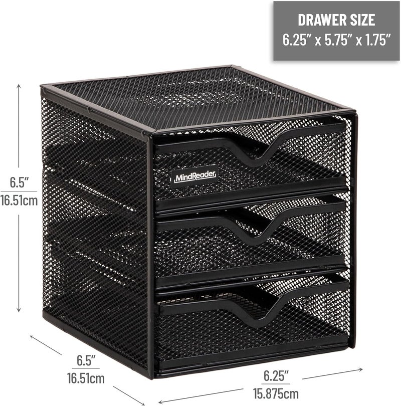 Mind Reader 3 Tier Drawer Organizer, Black - Image 3