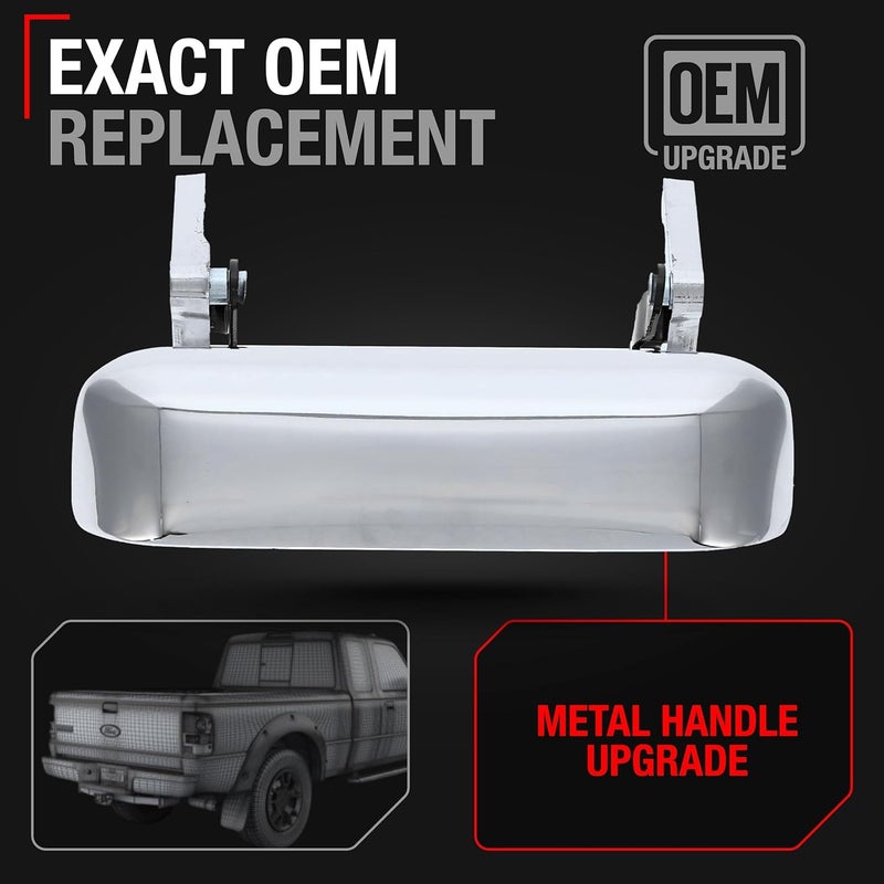 T1A Tailgate Handle Latch Replacement, Upgraded Metal - Compatible with 1998-2011 Ford Ranger - Exterior Tailgate Assembly, All Chrome - OEM 1L5Z-9943400-AAA-MT, 77872 - Image 3