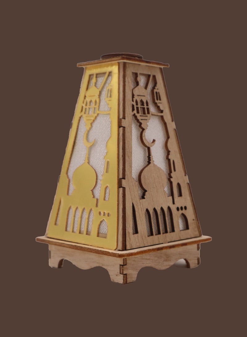 Yuwell 4 Pcs Wooden Ramadan Lantern Ramadan Mubarak Decoration Light Eid Decoration Lantern Lamp For Indoor And Outdoor Use Decoration Ramadan Light 13X8.5CM - Image 4