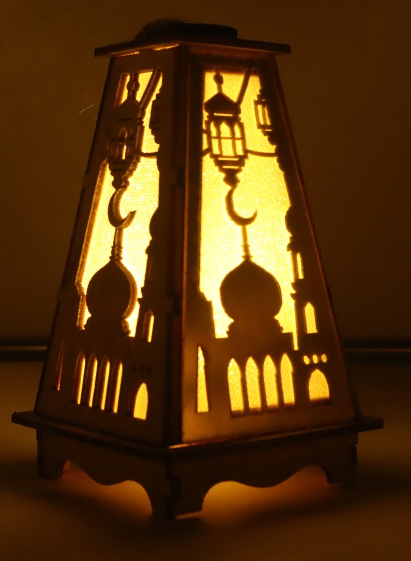 Yuwell 4 Pcs Wooden Ramadan Lantern Ramadan Mubarak Decoration Light Eid Decoration Lantern Lamp For Indoor And Outdoor Use Decoration Ramadan Light 13X8.5CM - Image 5