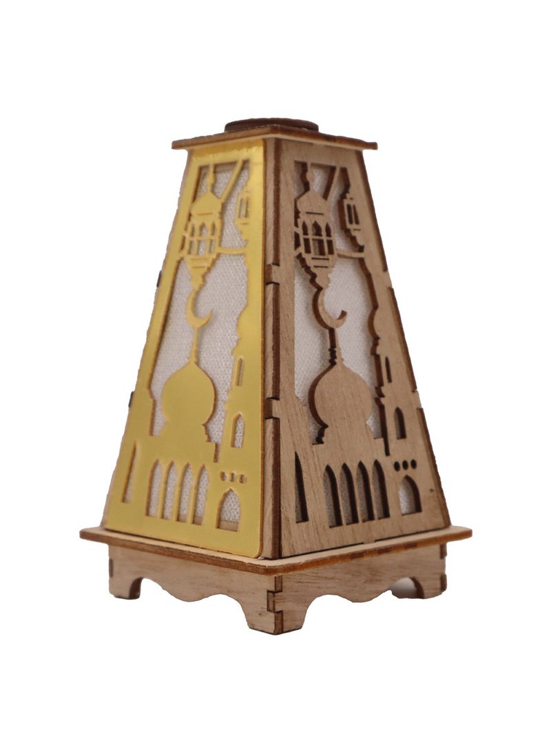 Yuwell 4 Pcs Wooden Ramadan Lantern Ramadan Mubarak Decoration Light Eid Decoration Lantern Lamp For Indoor And Outdoor Use Decoration Ramadan Light 13X8.5CM - Image 2