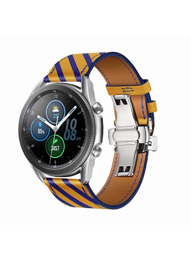 Perfii Genuine Leather Replacement Band for Samsung Galaxy Watch3 45mm Yellow - Image 2