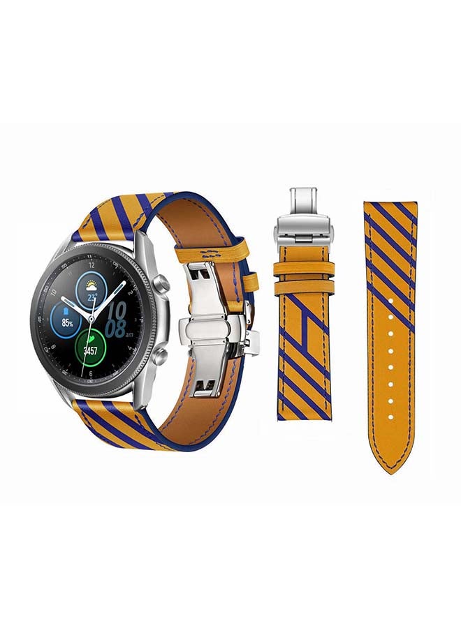 Perfii Genuine Leather Replacement Band for Samsung Galaxy Watch3 45mm Yellow - Image 1