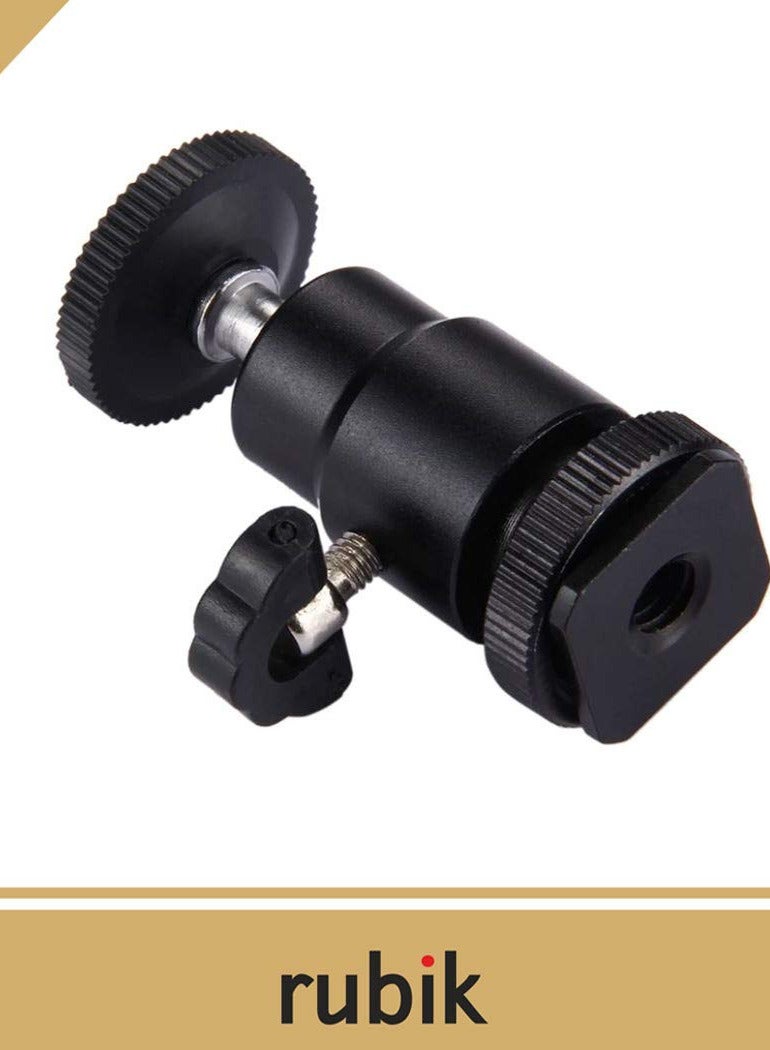Rubik 2 Pack Aluminum Alloy 360 Degree Rotating Swivel Mini Ball Head with 1/4" Hot Shoe Mount Adapter for DSLR Camera Like Canon, Nikon, Sony/Camcorder, HTC Vive, Light Stand, Gopro  - Image 2