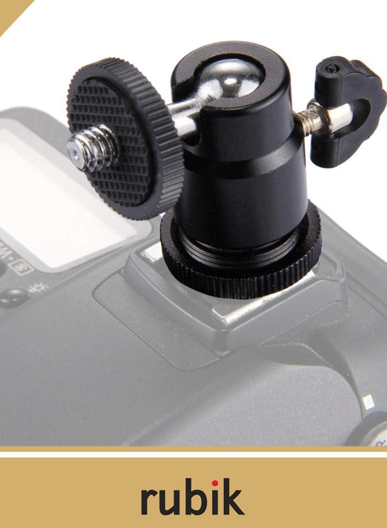 Rubik 2 Pack Aluminum Alloy 360 Degree Rotating Swivel Mini Ball Head with 1/4" Hot Shoe Mount Adapter for DSLR Camera Like Canon, Nikon, Sony/Camcorder, HTC Vive, Light Stand, Gopro  - Image 4