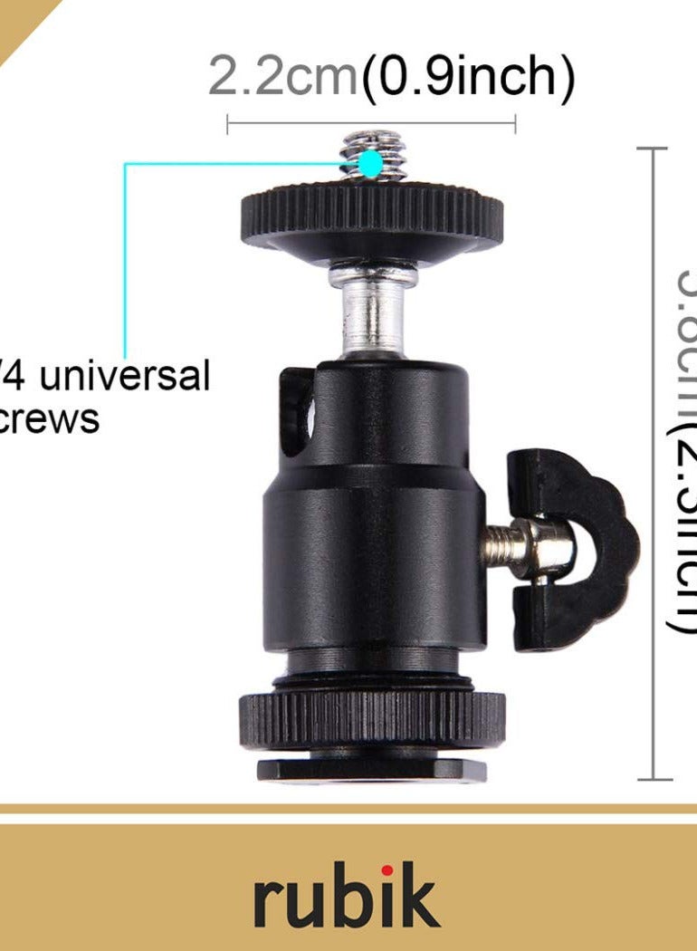 Rubik 2 Pack Aluminum Alloy 360 Degree Rotating Swivel Mini Ball Head with 1/4" Hot Shoe Mount Adapter for DSLR Camera Like Canon, Nikon, Sony/Camcorder, HTC Vive, Light Stand, Gopro  - Image 5