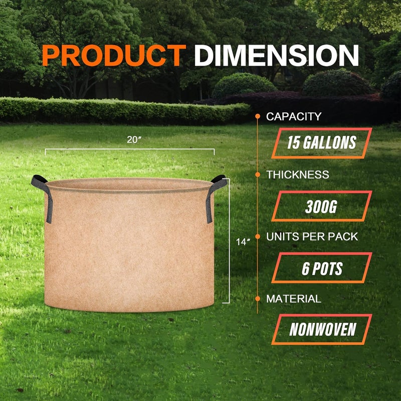 iPower 15 Gallon 6Pack Plant Grow Bags Bundle with Jobes 4 lbs Organic Vegetable  Tomato Fertilizer Granules - Image 3