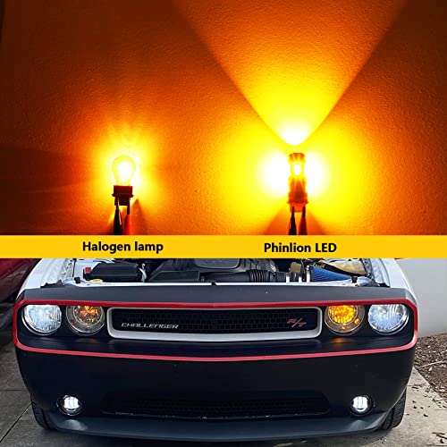 PHINLION 3157 3457 Amber LED Turn Signal Light Bulbs Super Bright Long Life 3156 3057 4157NA LED Bulb for Directional Turn Signal Blinker and Parking Lights, Amber Yellow - Image 5