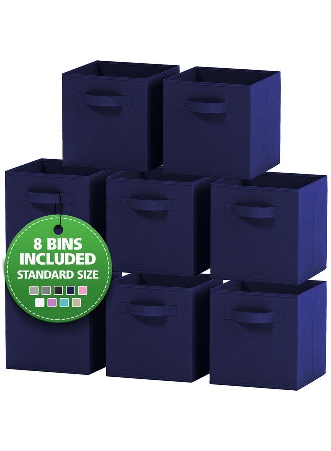 Royexe Fabric Storage Cubes for Cube Organizer - 8 Pack Heavy Duty Navy Blue Storage Bins - 11 Inch Cube Storage Bin, Use As A Clothes Storage Box In Closet, Baskets For Shelves or Cubbies Storage Organizer - Image 1