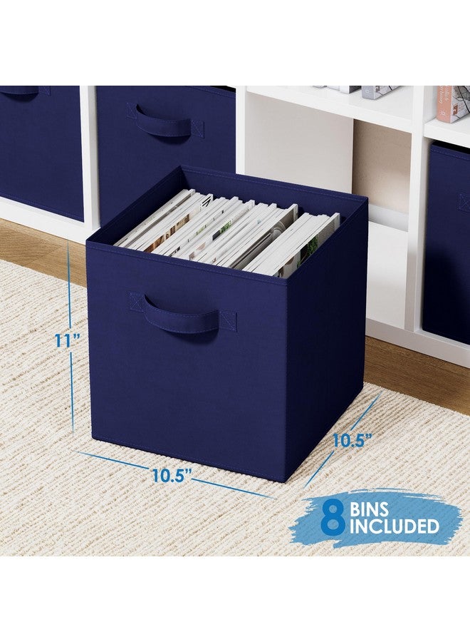 Royexe Fabric Storage Cubes for Cube Organizer - 8 Pack Heavy Duty Navy Blue Storage Bins - 11 Inch Cube Storage Bin, Use As A Clothes Storage Box In Closet, Baskets For Shelves or Cubbies Storage Organizer - Image 2