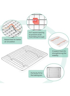 Hihonor Stainless Steel Baking Sheet And Drain Tray, Barbecue Grilling Tray With Cooling Rack, Oil Drain And Vegetable Preparation Tray, Small Baking Tray With Rack Set, Rust Proof, 26*20*2.5cm  - Image 3