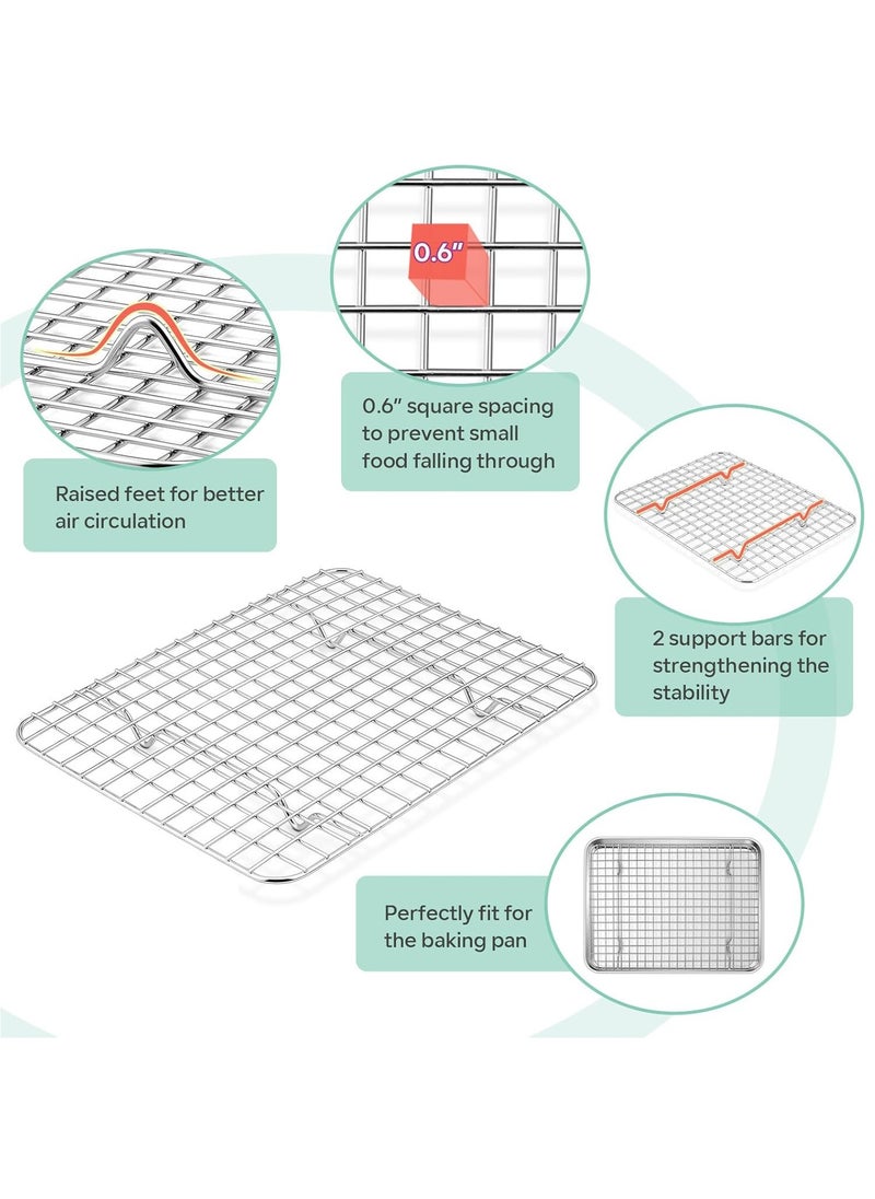 Hihonor Stainless Steel Baking Sheet And Drain Tray, Barbecue Grilling Tray With Cooling Rack, Oil Drain And Vegetable Preparation Tray, Small Baking Tray With Rack Set, Rust Proof, 26*20*2.5cm  - Image 3