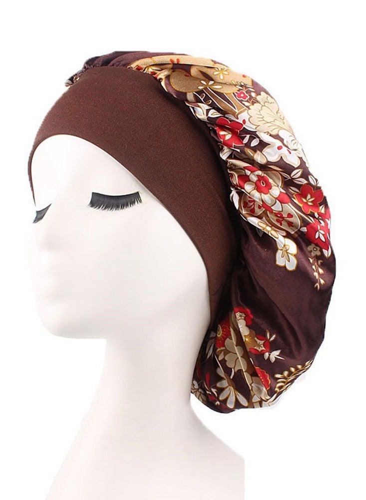 Wide Band Satin Cap Elastic Sleep Stain Bonnet Soft Night Sleeping Hat For Women  - Image 1