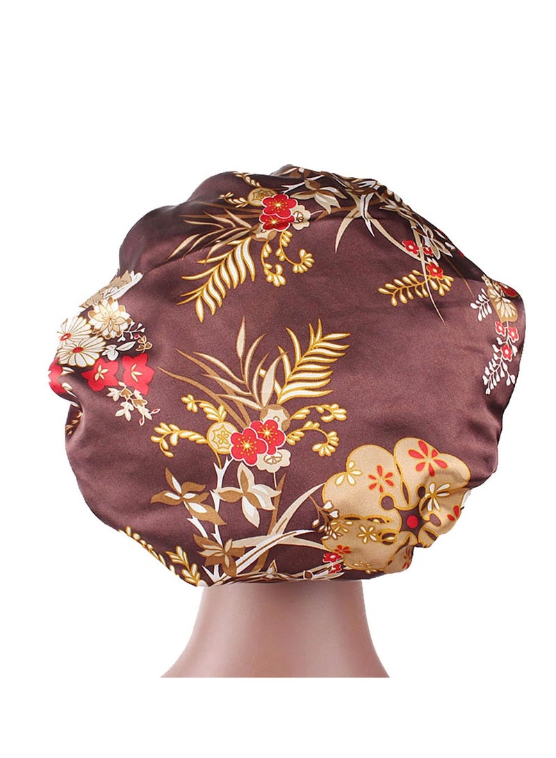 Wide Band Satin Cap Elastic Sleep Stain Bonnet Soft Night Sleeping Hat For Women  - Image 2